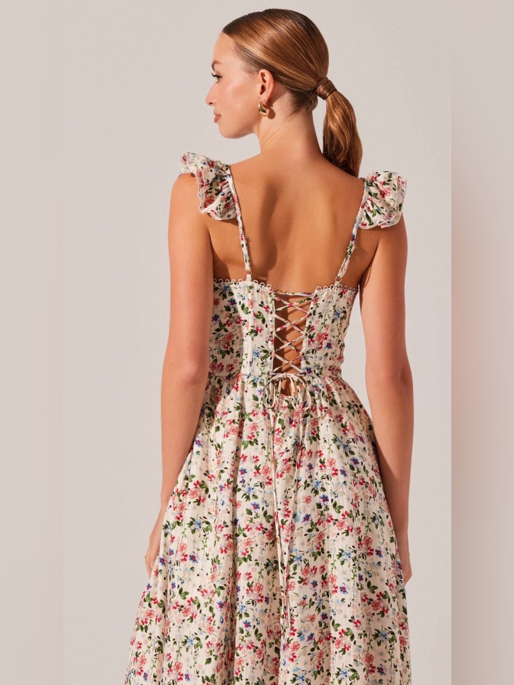 ASTR The Label Wedelia Floral Bustier Midi Dress XL NWT Corset Lace-Up Back - Picture 15 of 16